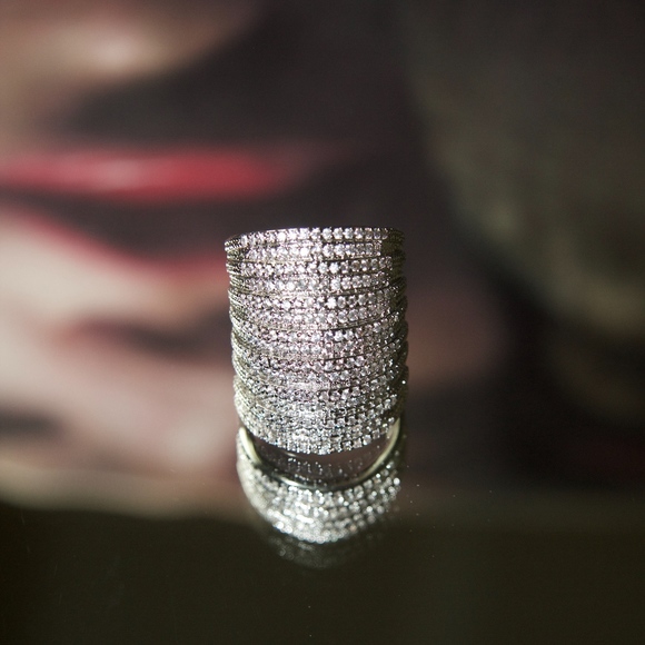 14kt Gold Dipped Pave Swarovski Statement Ring - Picture 4 of 7